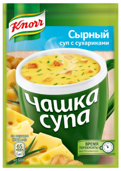 Суп б/п KNORR Чашка супа Сырный суп с сухариками 15,5 гр. Лента
