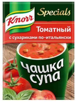 Суп б/п KNORR Чашка супа Томатный суп с сухариками по-итальянски  15,5 гр. Лента