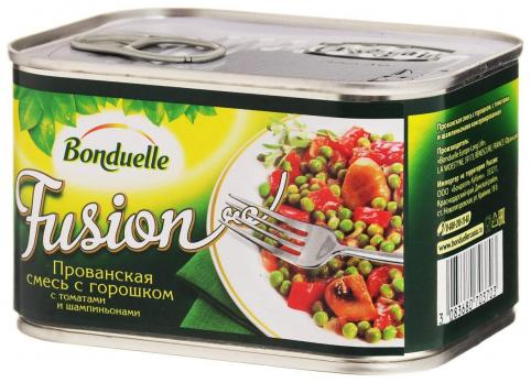 Смесь Bonduelle Fusion Прованская с горошком, томатами и шампиньонами 425 мл. Лента