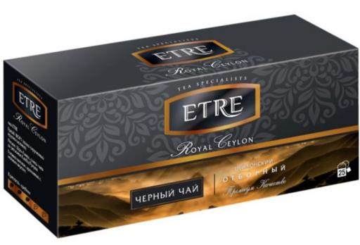 ETRE Royal Ceylon Чай черный цейлонский , 25 пакетов, 50 гр. КДВ