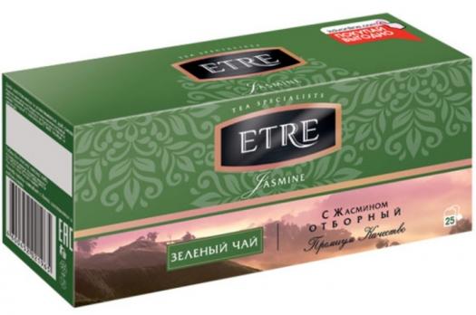 ETRE Jasmine Чай зеленый с жасмином, 25 пакетов, 50 гр. КДВ