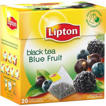 Чай черный Lipton, Черника, Яжевика, Смородина, 20 пирамидок, 40 гр. Лента