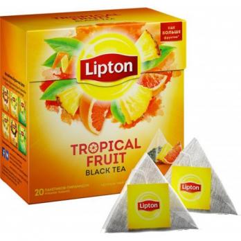 Чай черный Lipton, Tropical Fruit Ананас и Грейпфрут, 20 пирамидок, 40 гр. Лента