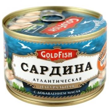 Сардина GOLD FISH атлантическая с добавлением масла, 250 гр. Лента